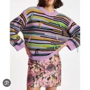 Essentiel Antwerp Cincinnati Striped Inside Out Sweater Medium Unique Modern Rar